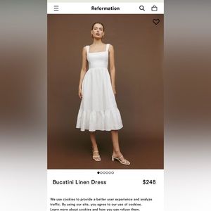 Reformation Bucatini Linen Dress
Color: White